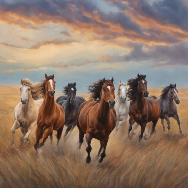 Seven Running Horses Painting